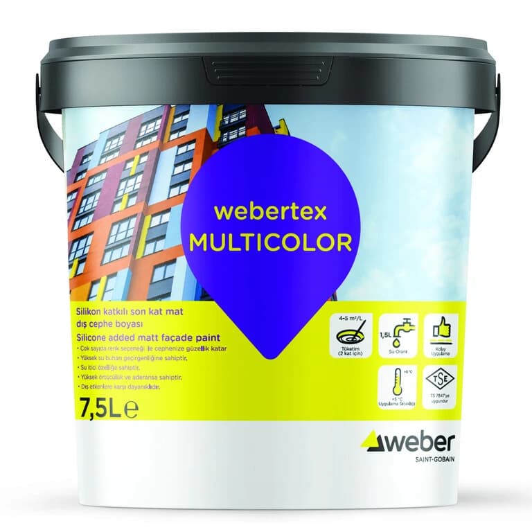 webertex MULTICOLOR dış cephe boyası ambalajı